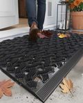 COLOR&GEOMETRY Super Heavyweight TPE Stormproof Welcome Mat Outdoor, Eco-Friendly Materials Odor-Free Door Mat with Connectors & Non-Slip, All Weather Outside Entrance Barefoot Friendly, 43x75cm Black