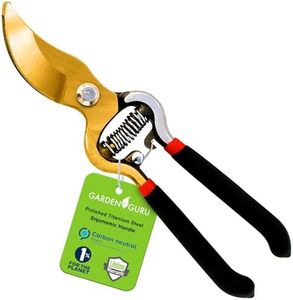 GARDEN GURU Indestructible Titanium Garden Clippers - Professional Bypass Hand Pruner Pruning Shear w Comfort Grip Handles for Gardening & Yard Work - Hardened Steel & Titanium Blade - 1 Case (60 Pcs)