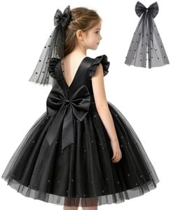 VPCAR Flower Girl Dress with Headwear Ruffle Tulle Satin Party Birthday Bridesmaid Communion Pageant Prom Gown