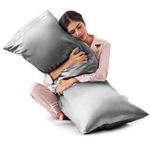 Love's cabin Body Pillow Cover, 20x54 inches Dark Grey Soft Satin Body Pillow case with Envelope Closure, Silky Slip Cooling Body Pillow Pillowcases for Hair and Skin