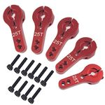 5 Pack ShareGoo 25T Aluminum Servo Horns M3 threads Metal Steering Arm for RC Car Truck Buggy Airplane,Red