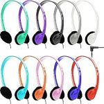 10 Pack Headphones Bulk, Adjustable Over The Head Earphones Wired Headsets with 3.5 mm Headphone Plug for School Classroom Students Children Toddler Boys Girls Teen and Adult (10 Colors)