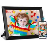 32GB FRAMEO 10.1 inch WiFi Digital Picture Frame, IPS Touch Screen Smart Cloud Photo Frame, Share Photos or Videos via Free Frameo APP Anywhere Anytime, Auto-Rotate, Wall Mountable