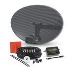 SSL Satellites Zone1 Dish Kit for SKY/Freesat/Astra/Polesat/Hotbird/Full HD, Latest MK4 Dish with Quad LNB, 5M Twin Black Cable, Signal Finder Satellite TV Finder, Brackets, Bolts, F Connectors