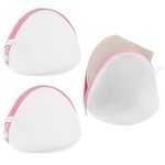 Jeffdad 3 Pack Bra Washing Bag For Laundry, Mesh Wash Bag For Bras with Zipper, Women Lingerie Bags Wash For Washing Delicates(Pink)