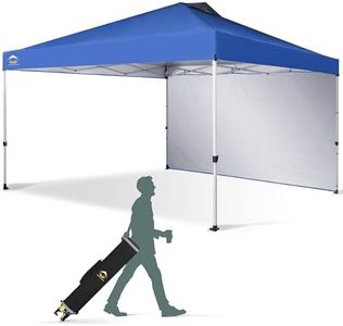 CROWN SHADES 12x12 Pop Up Canopy Tent Instant Commercial with 150D Silver Coated Fabric Including 1 Removable Sidewall, 4 Ropes, 8 Stakes, Weight Bags, STO 'N Go Bag, Blue