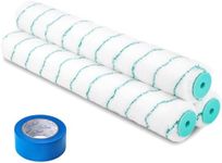 PinStone 4 Pack 18 Inch Microfiber Paint Roller Covers, 3/8" Nap Rollers with Professional Painters Tape, Large Lint-Free Cover Refills for 18" Frame, Painting Walls, Ceilings, Floors, Garage