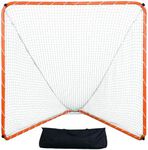 VEVOR Lacrosse Goal, 6' x 6' Modular Lacrosse Net, Steel Frame Backyard Lacrosse Training Equipment, Portable Lacrosse Goal with Carry Bag, Quick & Easy Setup, Perfect for Youth Adult Training, Orange