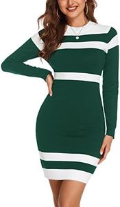 Beyove Sweater Dress Sexy Long Sleeve Bodycon Night Out Solid Pencil Mini Dresses Work Dress Green XL