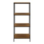 Caffoz 4 Tier Bookshelf by Aaron Furniture Designs Rustic Industrial Bookcase with Modern Open Shelves | Oak Brown Wood Look Accent Furniture Metal Frame | Media Storage Rack Shelf Unit | Living Room