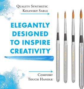 Princeton Aqua Elite Watercolour Brushes Set – Synthetic Kolinsky, 4-Piece Travel, Short Handle