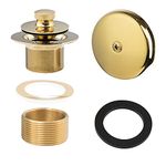 Artiwell Trip Lever Tub Trim Kit Set With Trip Lever Overflow FacePlate, Trip Lever Bathtub Drain with Strainer, Overflow and Matching Screws, No putty installation (POLISHED BRASS)