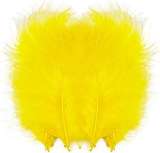 100pcs 4-6 Inches Yellow Fluffy Turkey Marabou Feathers for Crafts Dreamcatcher Fringe Trim Colored Feathers Accessories Pack