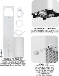 Belaco 9000 BTU Portable Air Conditioner – 4-in-1 Cooling, Dehumidifier, Remote, Dual Window Kit