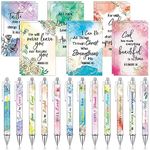 Colarr 24 Pcs Christian Bulk Gifts for Women Bible Verse Pens Bible Notebooks Christian Gifts Set Scripture Ballpoint Pens Bible Quote Notepads Religious Notebooks Gifts for Women Men (Flower)