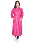 FabSeasons Waterproof Long/Full Raincoat for women with adjustable Hood and Reflector at back for Night visibility. Pack contains Top and Storage Bag