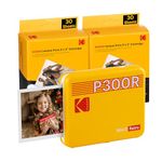 KODAK Mini 3 Retro 4PASS Portable Photo Printer (3x3) + 68 Sheets Bundle, Yellow