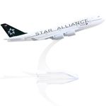 QIYUMOKE boeing747 Alloy Airplane model -star sllianceThai 1/400 Die-cast Metal Airplane Model -Model Plane 747 with Stand (6 inches Long) Gifts for Aviation Enthusiasts, Display Ornaments