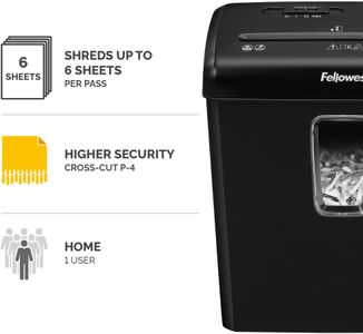 Fellowes Powershred Shredder – Cross-Cut, 6-Sheet Capacity