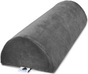 AllSett Health Large Half Moon Bolster Pillow for Legs, Knees, Lower Back and Head, Lumbar Support Pillow for Bed, Sleeping | Semi Roll for Ankle and Foot Comfort - Machine Washable Cover, Grey