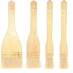 4 Pcs Flat Hake Brushes, Hake Paint Brush for Watercolor, Sheep Hair Brushes for Painting, Pottery, Baking, Large Area Flat Brush Set in Three Size