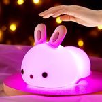 Kids Night Light - Bunny Cute Lamp Silicone Nursery Baby Night Light with Touch Sensor,Rechargeable, Color Changing for Children Kids Boys Girls Adult