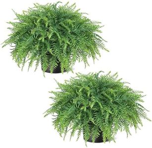 Juxdp 21" Artificial Ferns Plants Topiary - 2 Set for Front Porch Decoration,Fake Boston Fern Potted Plants Faux Greenery Bush UV Resistant for Outdoor Indoor Door Garden Farmhouse Home Decor (Green)