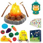 Camping Toys for Kids - Pretend Campfire for 3 4 5 6 7 Year Old Boys Girls - MITCIEN Pretend Play with Toy Campfire/Play Food/Oil Lantern/Kids Explorer Kit