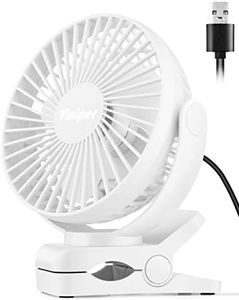 Viniper 6 inch USB Clip on Fan, Portable Small Desk Fan : 360° Rotation, 3 Speeds Wind Table Fan, Quiet Powerful for Home,Office (USB Powered Fan Not Rechargeable) - White