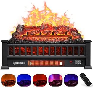 Alpaca Electric Fireplace Logs 20-Inch, Remote Controller Fireplace Insert Log Heater, Adjustable Flame Colors, Realistic Fake firewood Flame, Overheat Protection, Timer, Thermostat, 1500W Black