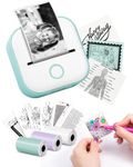 Mini Printer - Sticker Printer T02 Portable Thermal Printer Inkless Sticker Maker Machine Pocket Bluetooth Photo Printer Phone Printer for Learning, Study Notes, Anatomical Diagram, Photos, Journals