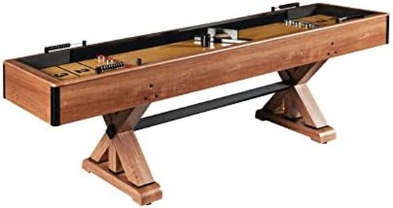 Hathaway Daulton 9-ft Shuffleboard Table for Family Game Rooms with Padded Sidewalls, Legs Levelers, 8 Pucks, Table Brush and Wax, White Oak Finish