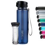 720°DGREE Fruit Infuser BPA Free Tritan Water Bottle | Sipper for Men, Women & Kids | For Sports, Gym, Office, Workout | 1000ml, Crystal Clear Sapphire Blue