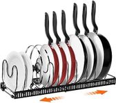 AHNR Pot Rack Organizer, 2 Racks or 1 Expandable Rack, Pans and Pots Organizer with 10 Adjustable Compartments, Kitchen Cabinet Pantry Bakeware Lid Organizer Rack Holder