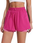 PINSPARK High Rise Athletic Shorts for Womens Gym Shorts with Biker Liner 2"/3" Workout Shorts Lightweight Quick Dry Active Shorts Hot Pink XS