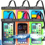 6 Pack Multicolor Universal Waterproof Phone Pouch, Large Phone Waterproof Case Dry Bag (Protection Level: IP68) Outdoor for Apple iPhone,Samsung,and up to 7.5" (Black,Blue,Pink,Orange,Yellow,Green)