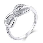 Starchenie 925 Sterling Silver Infinity Endless Promise Rings for Women Forever Love Wedding Band Ring Platinum Plated(Size N)