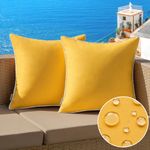 MIULEE Pack of 2 Outdoor Waterproof Pillow Covers Decorative Farmhouse Throw Pillow Covers Square Solid Color Couch Pillow Covers for Patio Tent Bed Sofa Living Room 18x18 Inch Yellow