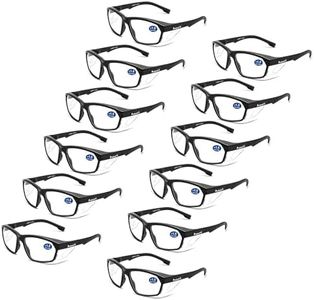 ProtectX Safety Reading Glasses 1.5 Diopter, Safety Glasses with Readers 1.5, Reader Safety Glasses 1.5, ANSI Z87.1 Rated with UV Protection 12 Pack