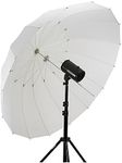 Fotodiox Pro 50in DEEP Parabolic Shoot-Through Umbrella - 16-Rib Translucent Photographic Deep Umbrella