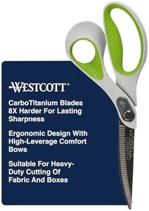Westcott 9-Inch CarboTitanium Heavy Duty Fabric Scissors with Soft Bent Handle and Serrated Blade, Ideal for Sewing, Crafting, and Utility Fabrics