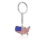 NISCAYA American Flag Independence Day Alloy Keychain Red White Blue Flag Color USA Map Keychain - Keys, Cars, Motorcycles, Backpacks, Luggage, and Gifts