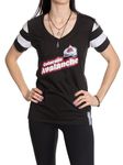 Calhoun NHL Womens Retro Varsity Short Sleeve Cotton V-Neck T-Shirt (Colorado Avalanche, XX-Large)