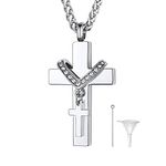 U7 Cross Pendant Ashes Jewellery For Men Women Stainless Steel Mother Ash Cremation Necklace