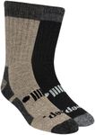 Jeep Men's Performance Wool Hiking Crew Socks-2 Pair Pack-Heavyweight Cushioned Comfort, Brown, 8-12