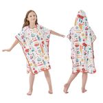 jooeer Microfibre Beach Changing Towel, Hooded Kids Swim Towel Poncho for Girls Boys Swimming Bathing, Fast Dry Children Bathrobe