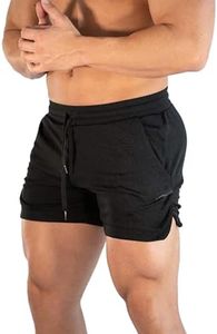 sandbank Men's 5" Gym Workout Short,Quick Dry Active Running Bodybuilding Shorts with Pockets, Black, Medium