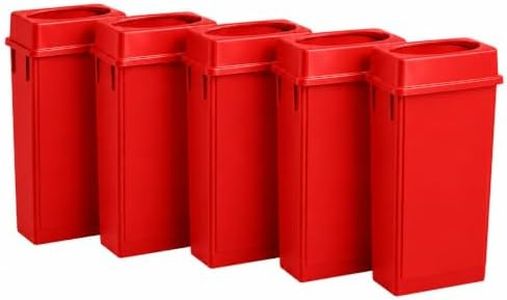 23 Gallon Slim Jim Rectangular Red Trash Can with Lid | 5 PACK