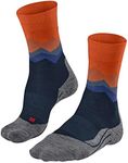 FALKE Men's TK2 Explore Crest Hiking Socks, Merino Wool, Mid Calf, Medium Padding, Max Comfort, Athletic Sock, Blue (Marine 6123), 9-10, 1 Pair