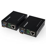 MokerLink Gigabit SFP to RJ45 Converter, A Pair 2 Pack Single-Mode Fiber to Ethernet Media Converter, 10/100/1000Mbps RJ45 Port, 1000Base-LX SFP Module 1310nm up to 20KM